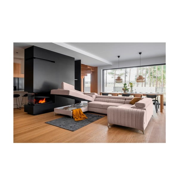 Ružová rozkladacia/s úložným priestorom rohová pohovka (ľavý roh/do tvaru "U") Louis – ELTAP-image-2