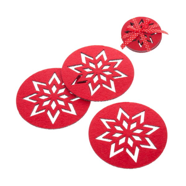 Sada 4 červených vianočných tácok Unimasa Snowflake