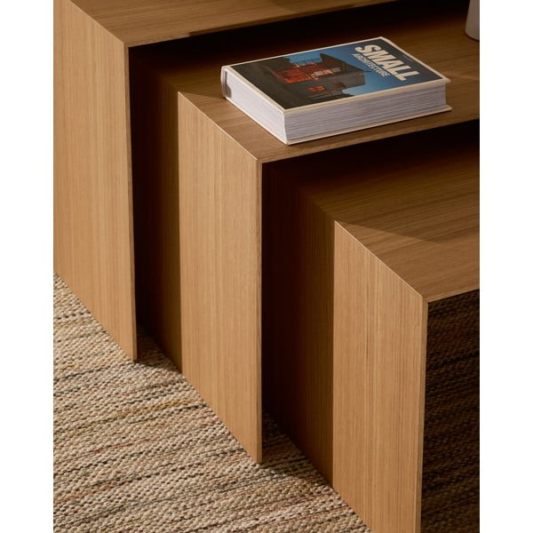 Odkladacie stolíky v súprave 3 ks v dekore duba 40x60 cm Litto – Kave Home-image-3