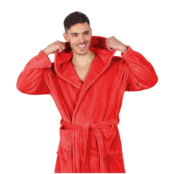 Červený unisex župan z mikrovlákna DecoKing Robby, veľ. M-image-3