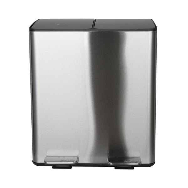 Oceľový odpadkový kôš 2x20 l na triedený odpad/nášľapný v matne striebornej farbe Aliya – Spirella-image-2