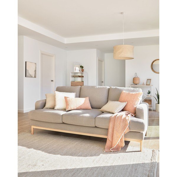 Sivá pohovka z textílie buklé 203 cm Mihaela – Kave Home-image-1