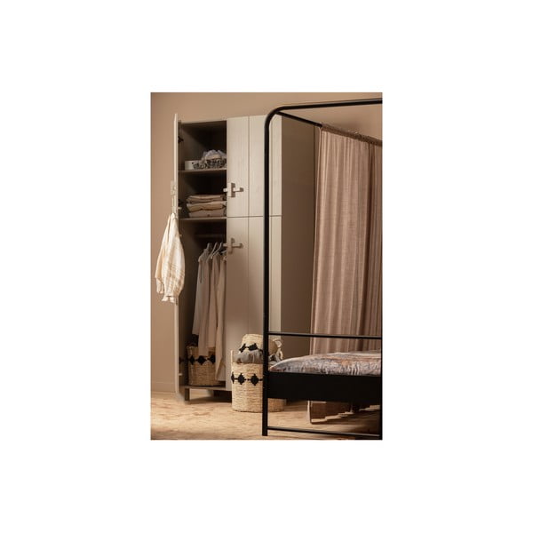 Svetlosivá šatníková skriňa z borovicového dreva 90x210x55 cm Mees – WOOOD-image-3