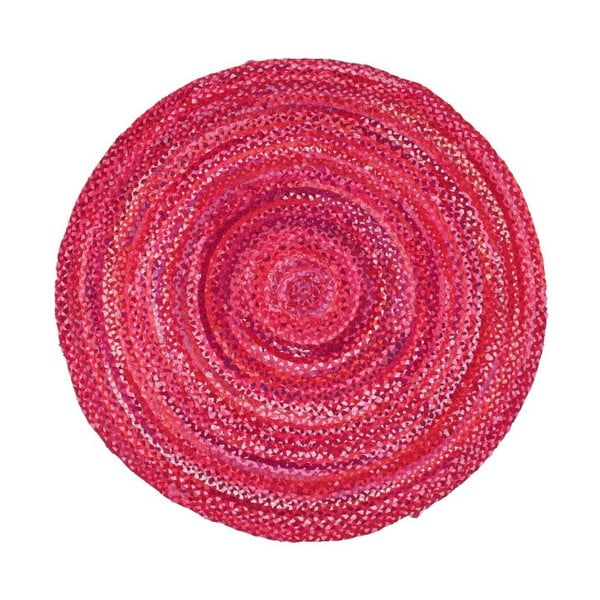 Ružový bavlnený kruhový koberec Garida, ⌀ 120 cm