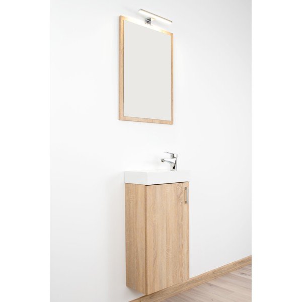 Nízka závesná skrinka s umývadlom bez batérie v dekore duba v prírodnej farbe 40x79 cm Oia – STOLKAR-image-4