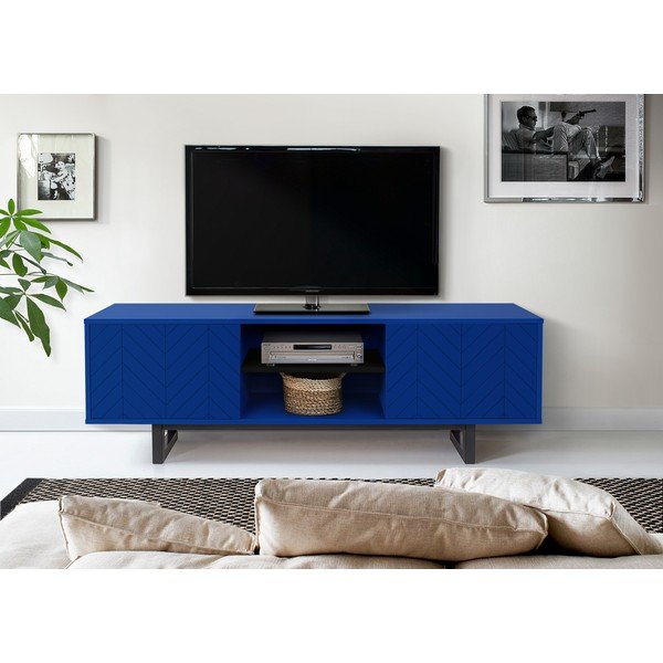Modrý TV stolík Woodman Camden Herringbone-image-1