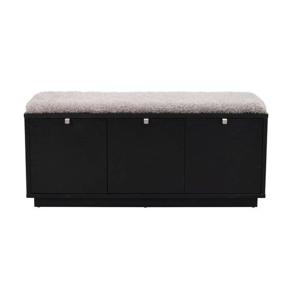 Čierno-sivá skrinka na topánky v dekore duba s lavicou Confetti – Rowico-image-2