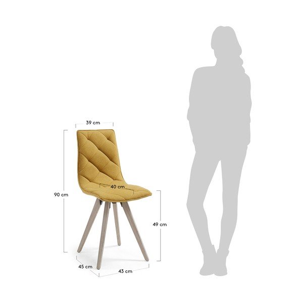 Sada 4 horčicovožltých jedálenských stoličiek La Forma Tuk-image-3