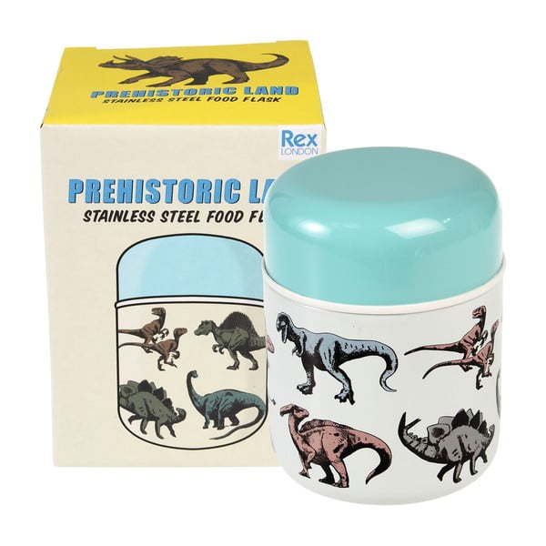 Modrá/krémová termoska na jedlo/detská 280 ml Prehistoric Land – Rex London-image-3