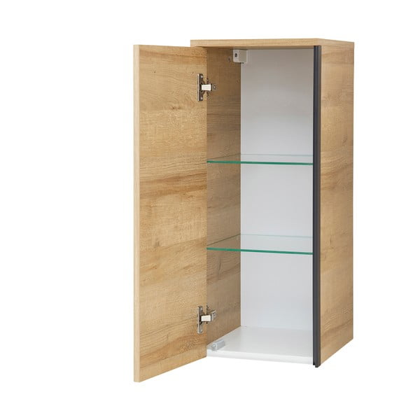 Závesná kúpeľňová skrinka v dekore duba v prírodnej farbe 70x30 cm Quickset 395 – Pelipal-image-2