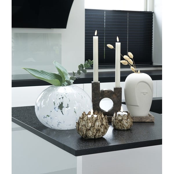 Krémovobiela keramická váza (výška  19,5 cm) Face – House Nordic-image-1