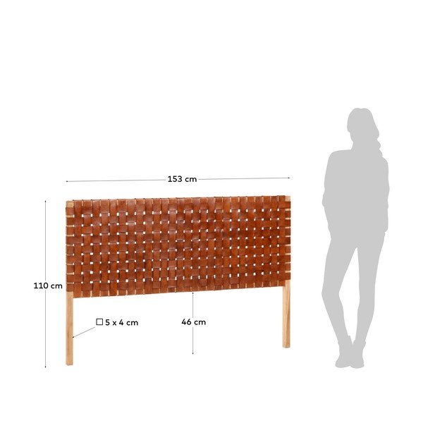 Čelo postele z týkového dreva a z kože Kave Home Calixta, 153 x 110 cm-image-4