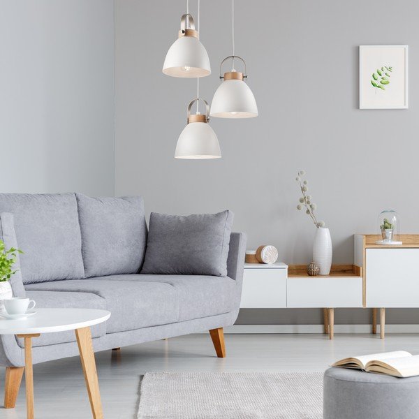 Biele závesné svietidlo s kovovým tienidlom ø 37 cm Danielle – LAMKUR-image-1