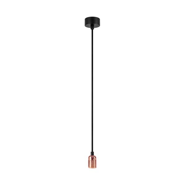 Čierne závesné svietidlo bez tienidla s objímkou v medenej farbe Sotto Luce Uno
