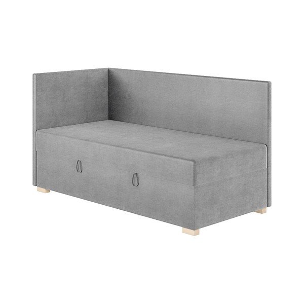 Sivá rohová detská posteľ s úložným priestorom s matracom 90x200 cm Flexi – Ghado-image-3