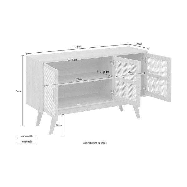 Nízka komoda v dekore duba v prírodnej farbe 128x75 cm Bridget – Støraa-image-4