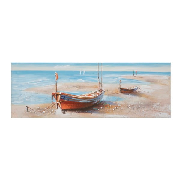 Ručne maľovaný obraz v ráme z borovicového dreva Mauro Ferretti Barca Group, 150 × 50 cm
