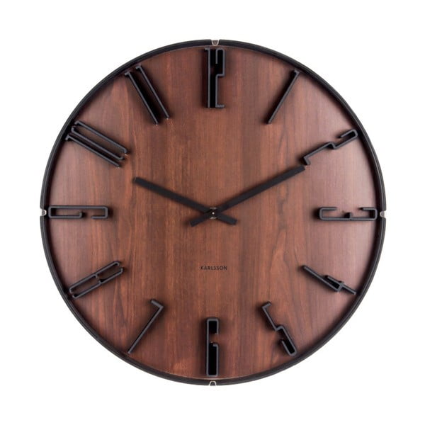Tmavohnedé nástenné hodiny Karlsson Sentient, Ø 40 cm