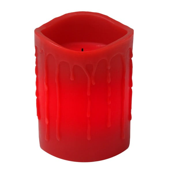 Červená LED sviečka s kvapkami Best Season, 10 cm