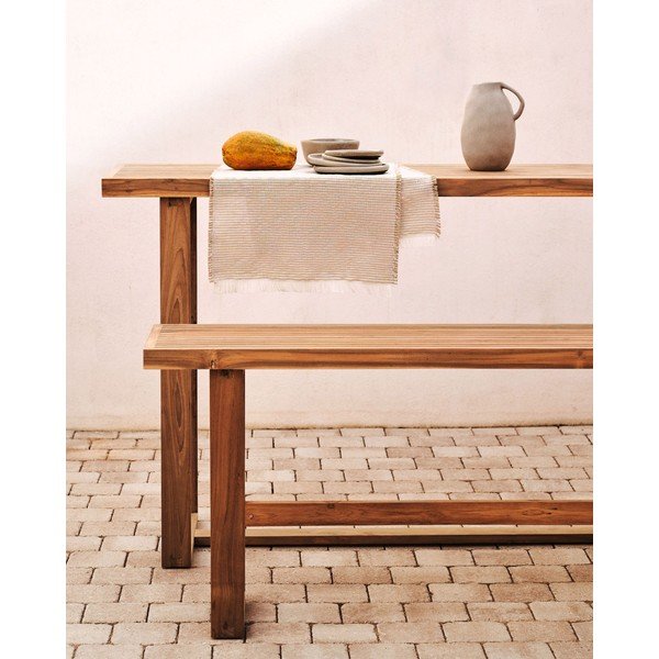 Drevená záhradná lavica v prírodnej farbe Canadell – Kave Home-image-1