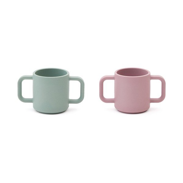 Svetloružové/tyrkysové silikónové detské hrnčeky v súprave 2 ks Lili – Kave Home