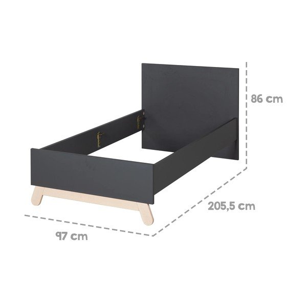 Čierna detská posteľ 90x200 cm Jar – Roba-image-3