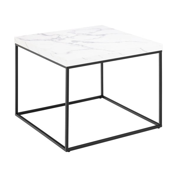 Biely konferenčný stolík s doskou v dekore mramoru 60x60 cm Barossa – Actona-image-3