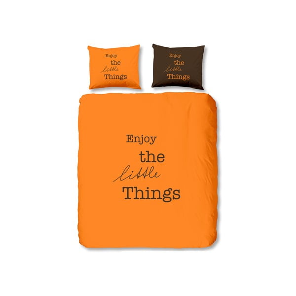 Oranžové bavlnené obliečky na dvojlôžko Good Morning Enjoy, 240 × 200 cm