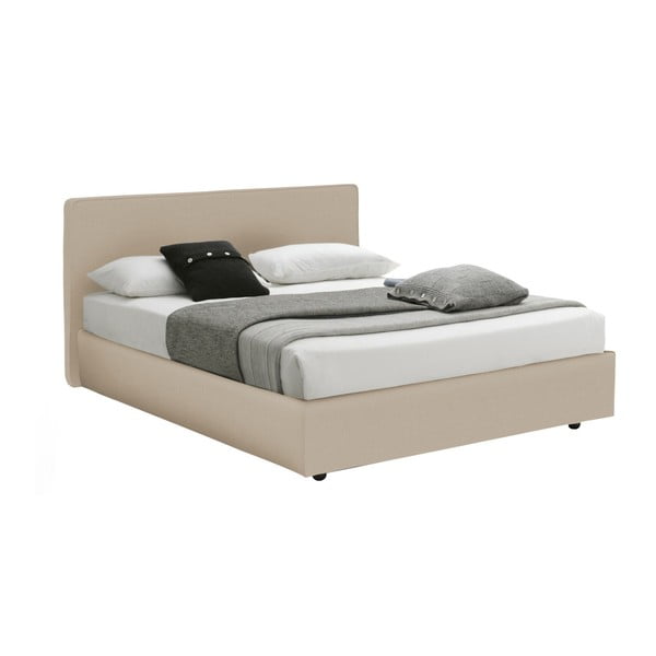 Krémová jednolôžková posteľ s úložným priestorom a matracom 13Casa Ninfea, 120 x 190 cm