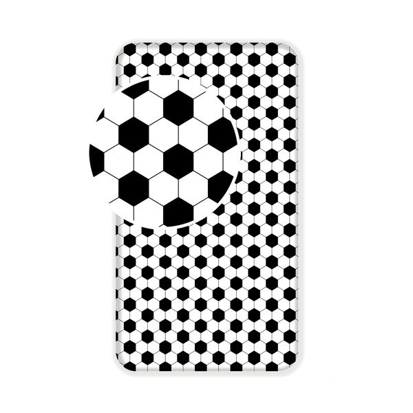Čiern-obiela napínacia bavlnená detská plachta na jednolôžko 90x200 cm Football – Jerry Fabrics
