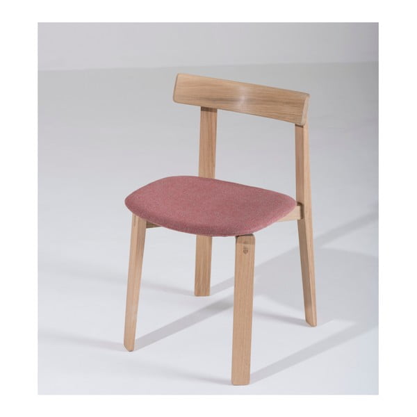Jedálenská stolička z masívneho dubového dreva s ružovým sedadlom Gazzda Nora