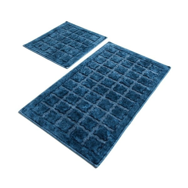 Sada 2 modrých bavlnených kúpeľňových predložiek Confetti Bathmats Jean Estoril Blue