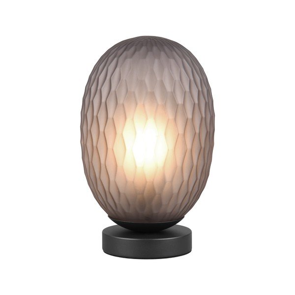 Matne čierna stolová lampa so skleneným tienidlom (výška  28,5 cm) Facette – Trio-image-3