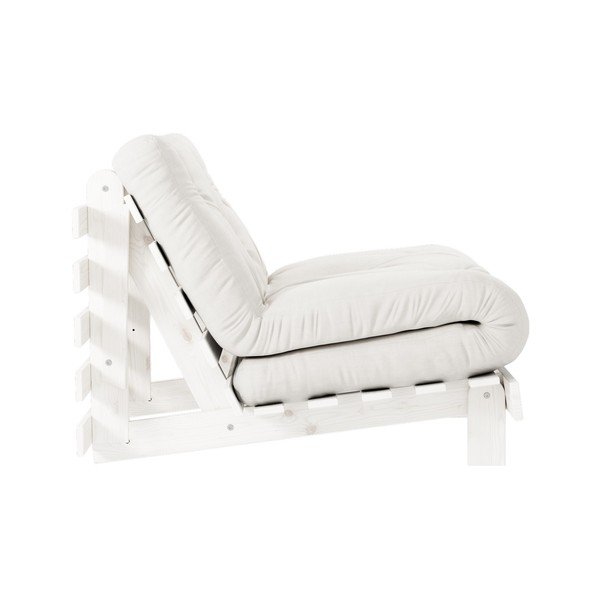 Rozkladacie kreslo so svetlobéžovým poťahom Karup Design Roots White/Natural-image-3