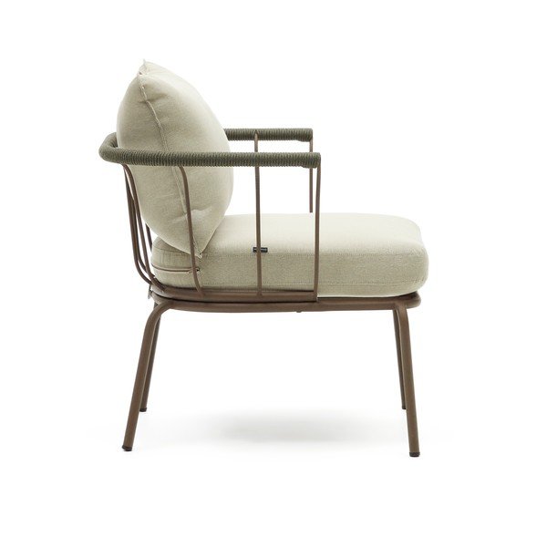 Svetlozelené kovové záhradné kreslo Salguer - Kave Home-image-2