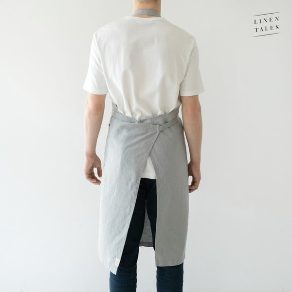 Svetlosivá ľanová zástera Linen Tales Chef, dĺžka 100 cm-image-2