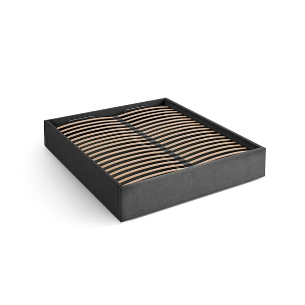 Antracitová čalúnená dvojlôžková posteľ s úložným priestorom/bez čela s roštom 180x200 cm Susan – Micadoni 