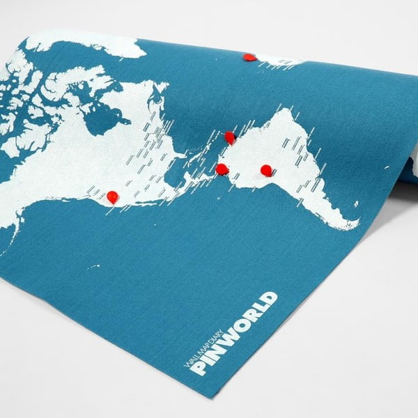 Modrá nástenná mapa sveta Palomar Pin World Mini, 77 × 48 cm-image-1