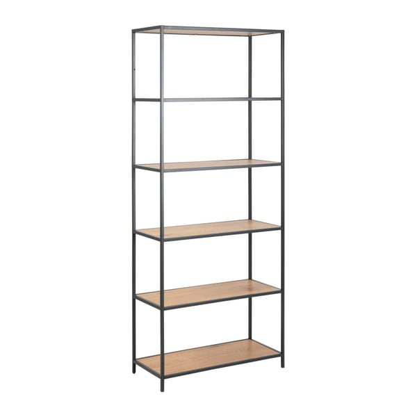 Regál v dekore duba v čierno-prírodnej farbe 77x185 cm Seaford – Actona-image-1