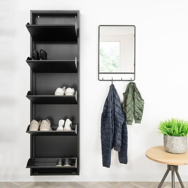 Čierna kovová výklopná skrinka na topánky 50x169x15 cm Billy – Spinder Design-image-1