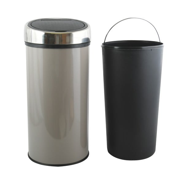 Taupe dotykový oceľový odpadkový kôš 30 l – MSV-image-2