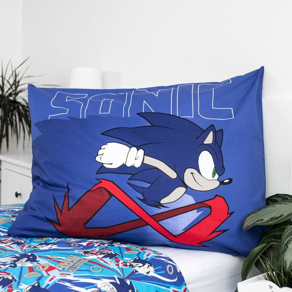 Modré bavlnené detské obliečky na jednolôžko 140x200 cm Sonic "Let´s go" – Jerry Fabrics-image-3