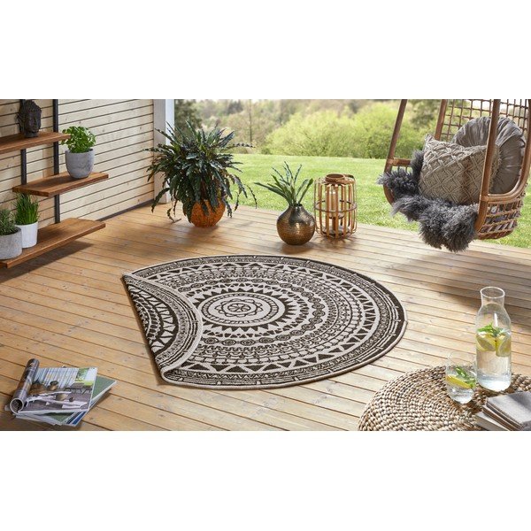 Čierno-krémový vonkajší koberec NORTHRUGS Coron, ø 140 cm-image-3