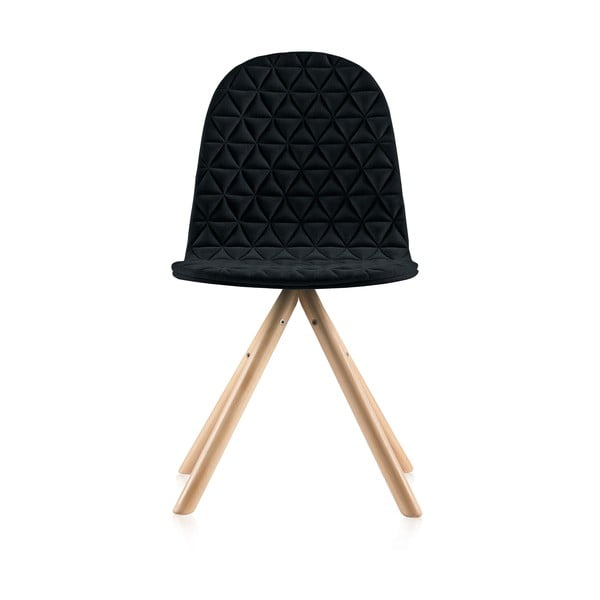 Čierna stolička s prírodnými nohami IKER Mannequin Triangle