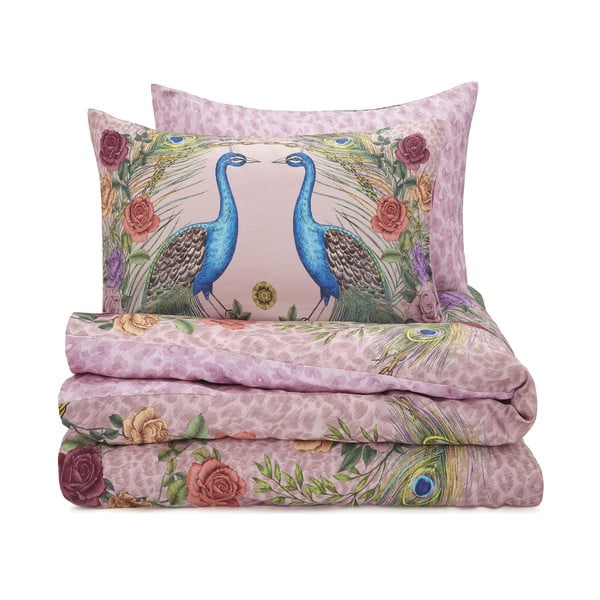Ružové obliečky na jednolôžko z bavlneného saténu 135x200 cm Xanadu Peacock – Matthew Williamson