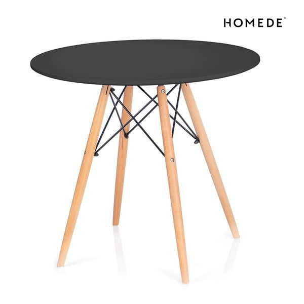 Okrúhly jedálenský stôl s čiernou doskou ø 80 cm Tebe – Homede