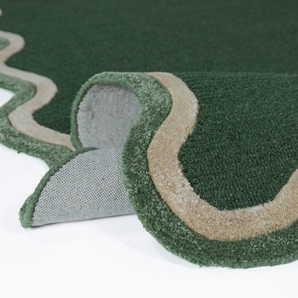 Tmavozelený ručne tkaný koberec s prímesou vlny 120x170 cm Rivo Wool – Flair Rugs-image-3