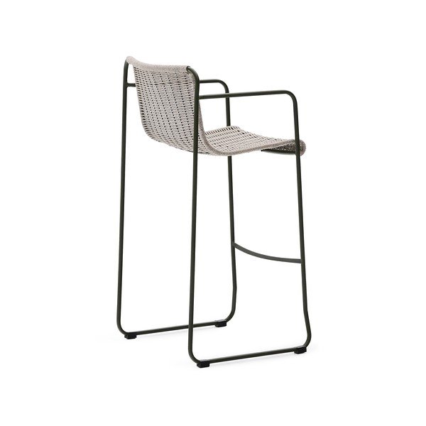 Sivozelená kovová záhradná barová stolička Maurina – Kave Home-image-4