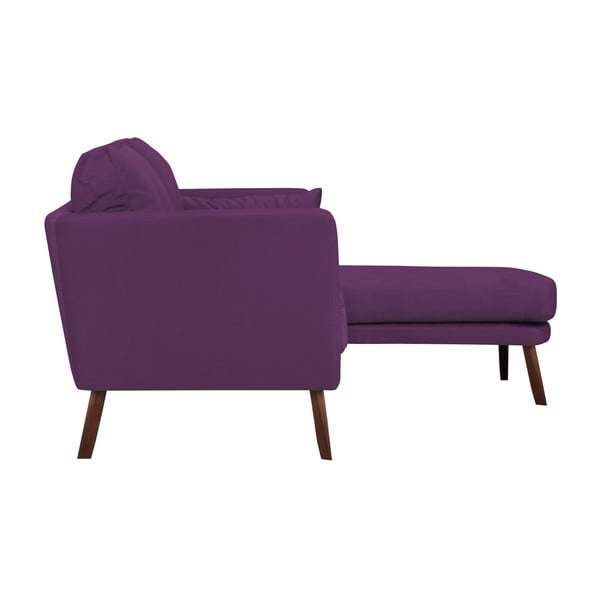 Tmavofialová trojmiestna pohovka Mazzini Sofas Elena, s leňoškou na pravom rohu-image-3
