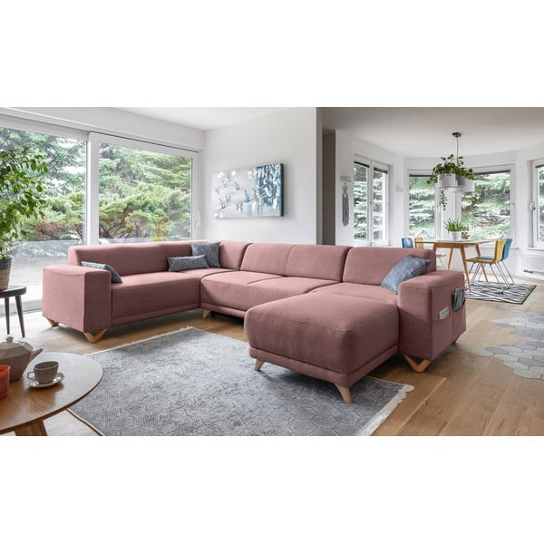 Ružová rozkladacia/s úložným priestorom rohová pohovka (ľavý roh/do tvaru "U") Classy Sophie – Miuform-image-3